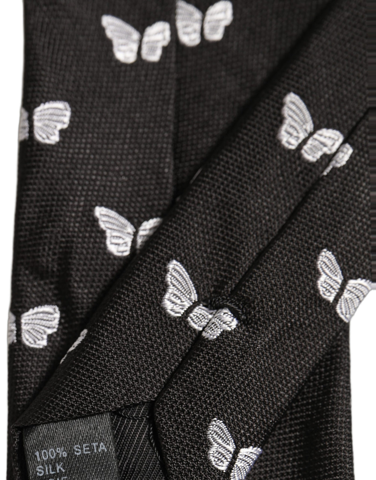Men Black Silk Butterfly Adjustable Tied Necktie Tie