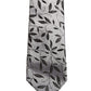 Men Gray Silk Leaf Pattern Adjustable Tied Necktie Tie