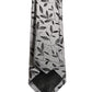 Men Gray Silk Leaf Pattern Adjustable Tied Necktie Tie