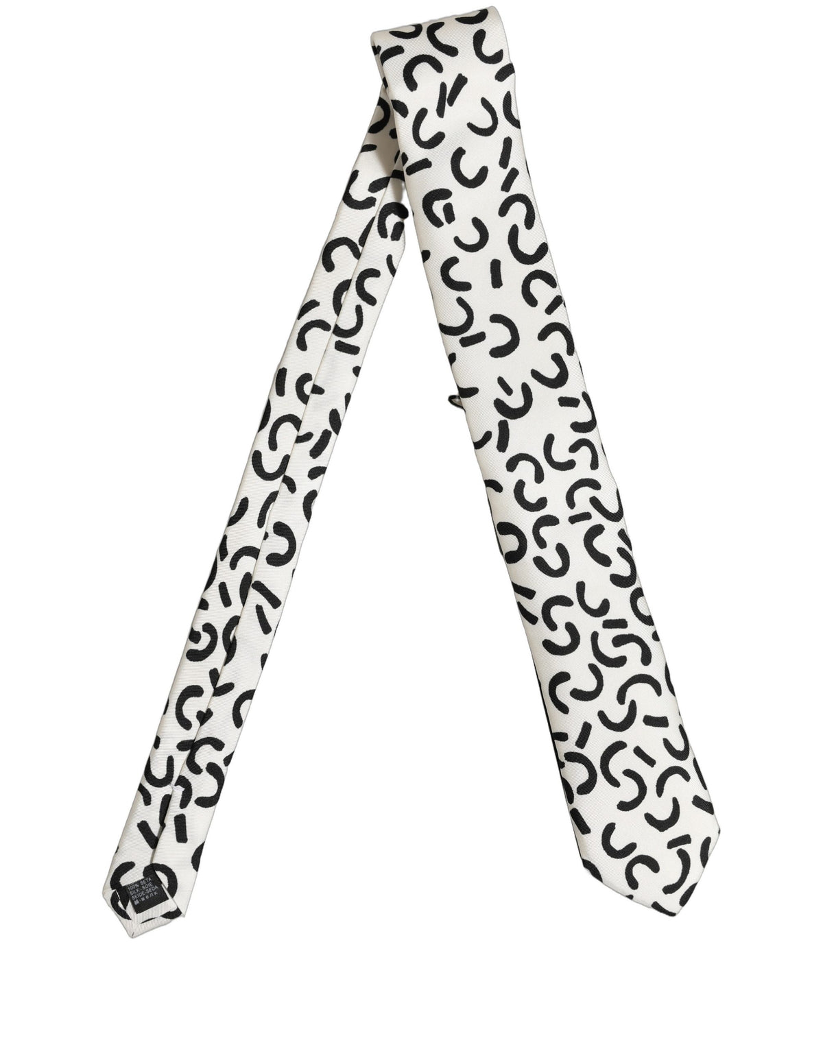 Men Cream Silk Abstract Adjustable Tied Necktie Tie
