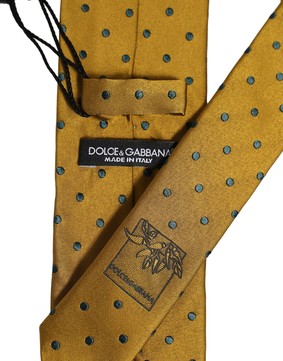 Men Mustard Silk Polka Dot Adjustable Tied Necktie Tie