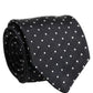 Dark Blue Silk Polka Dot Adjustable Tied Men Necktie Tie