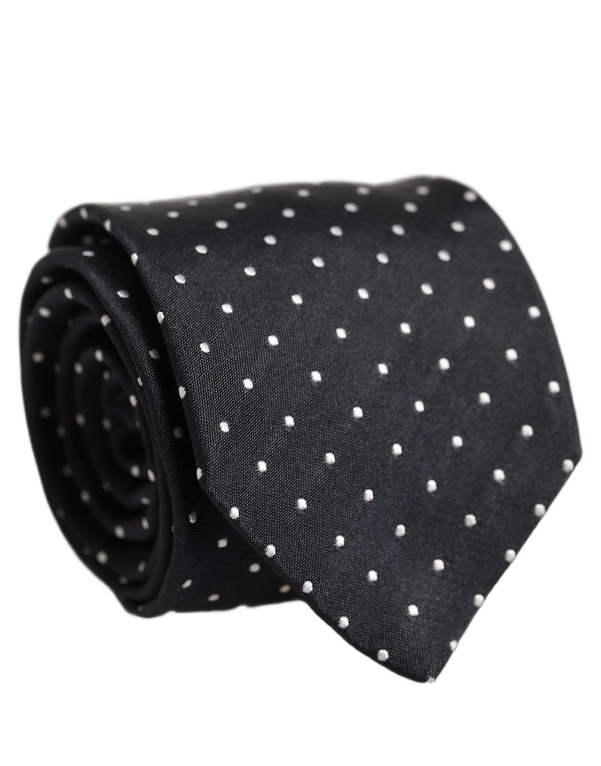 Dark Blue Silk Polka Dot Adjustable Tied Men Necktie Tie