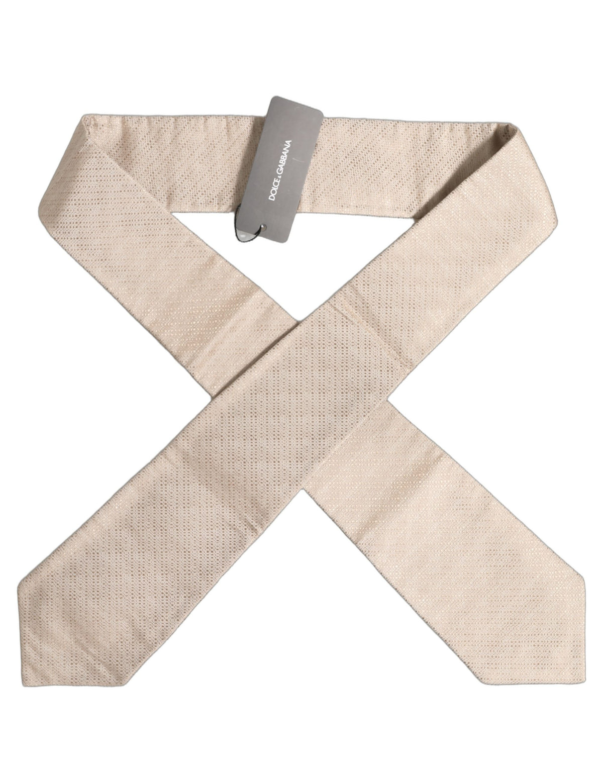 Beige Silk Textured Knit Adjustable Tied Men Necktie Tie
