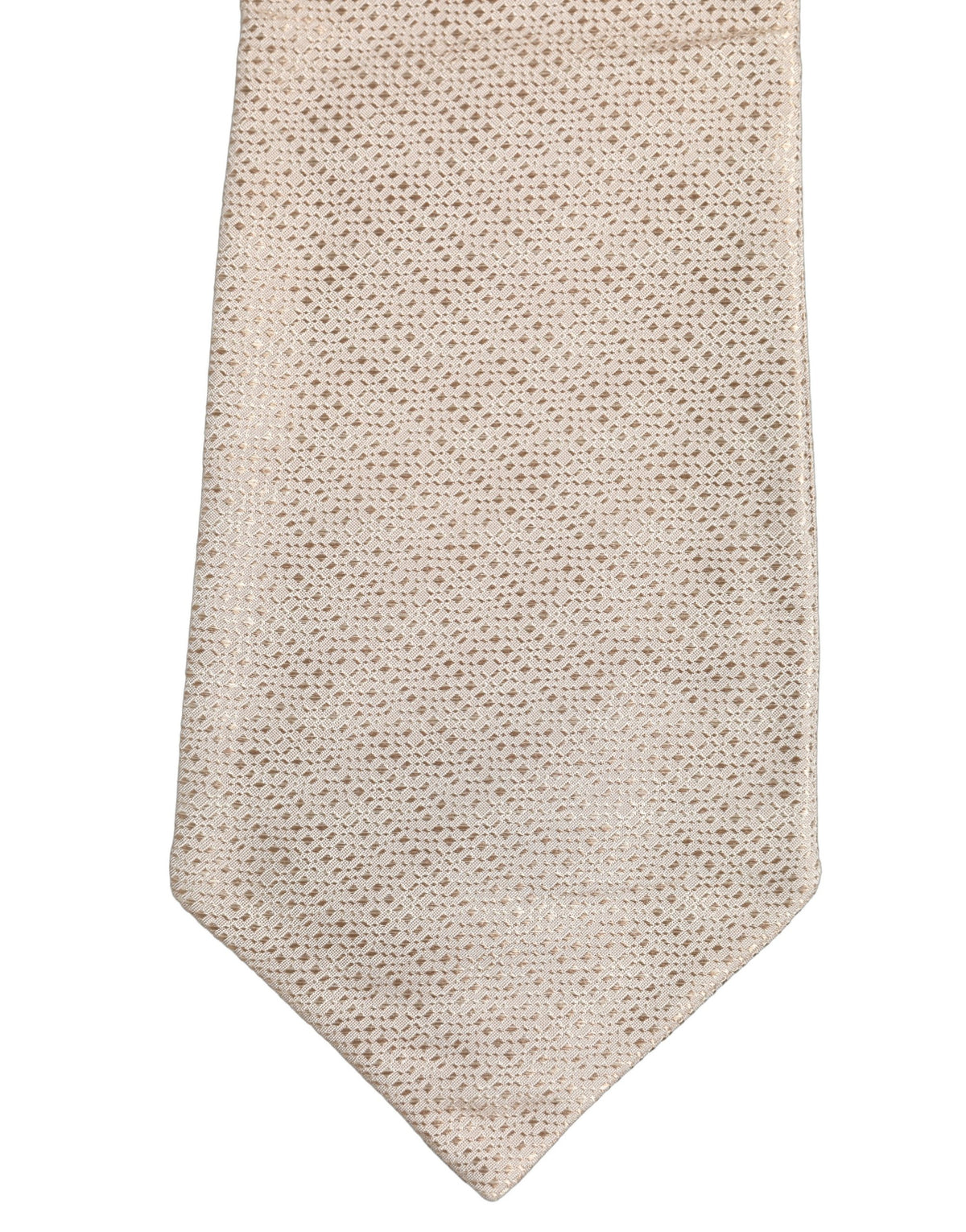 Beige Silk Textured Knit Adjustable Tied Men Necktie Tie
