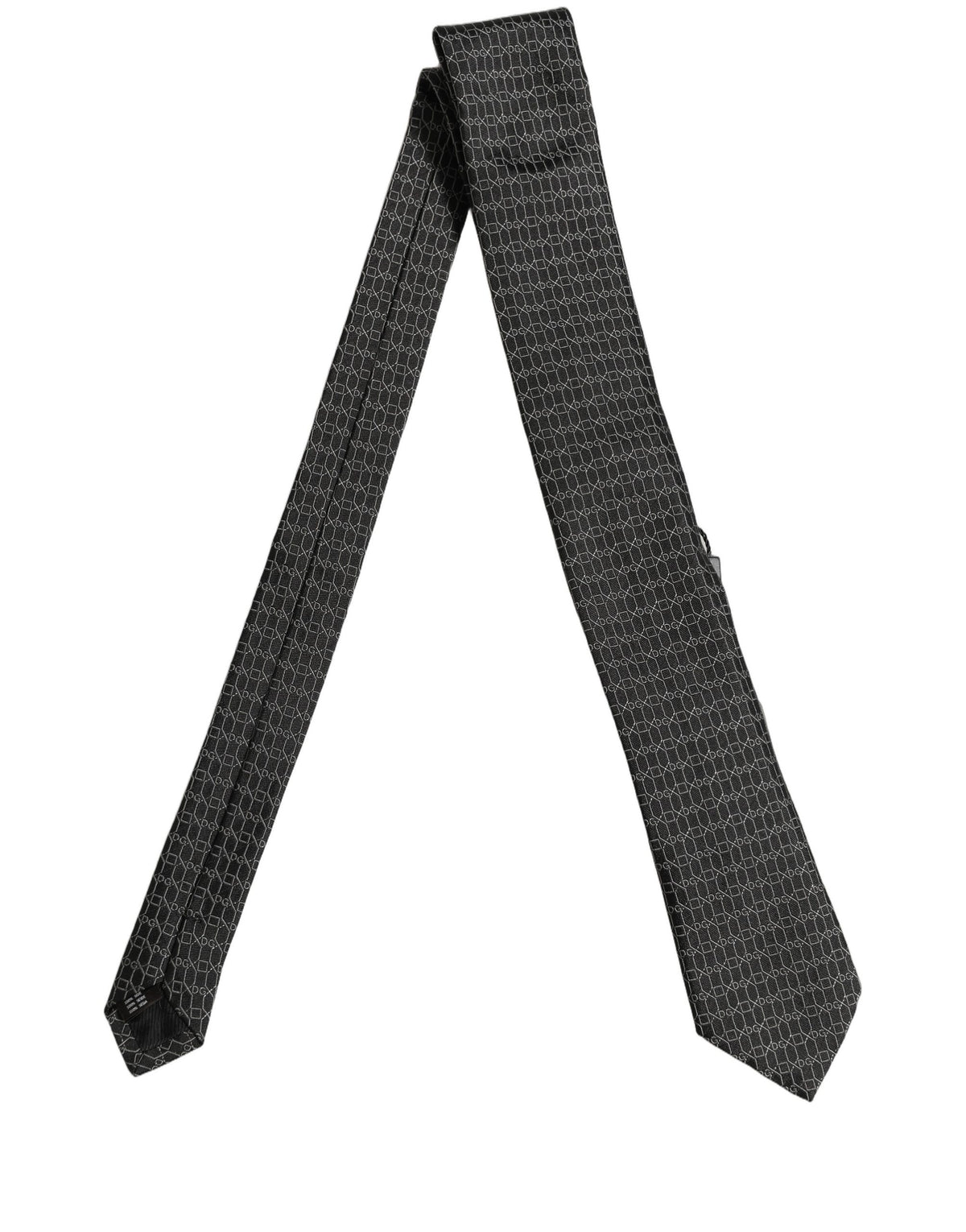 Dark Gray Silk DG Monogram Adjustable Tied Necktie Tie