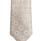 Beige Silk Medallion Circle Adjustable Tied Necktie Tie