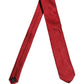 Red Silk Textured Pattern Adjustable Tied Men Necktie Tie