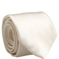 Cream Satin 100% Silk Adjustable Tied Men Necktie Tie