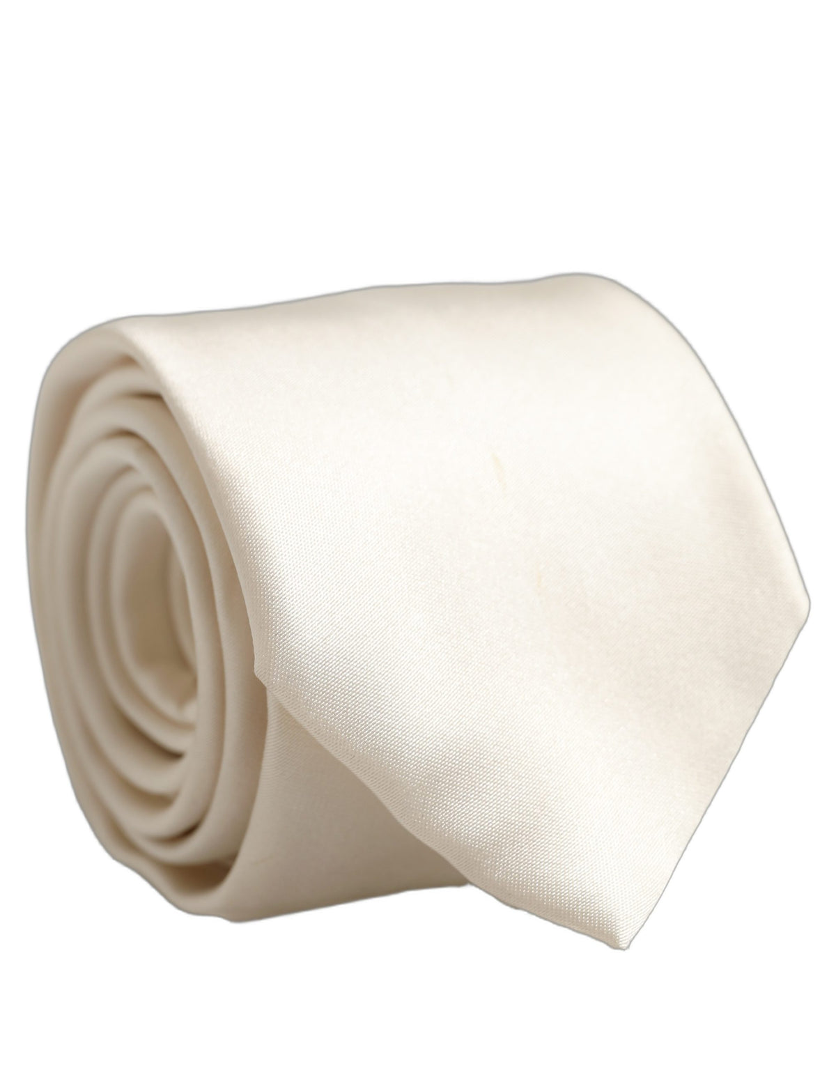 Cream Satin 100% Silk Adjustable Tied Men Necktie Tie