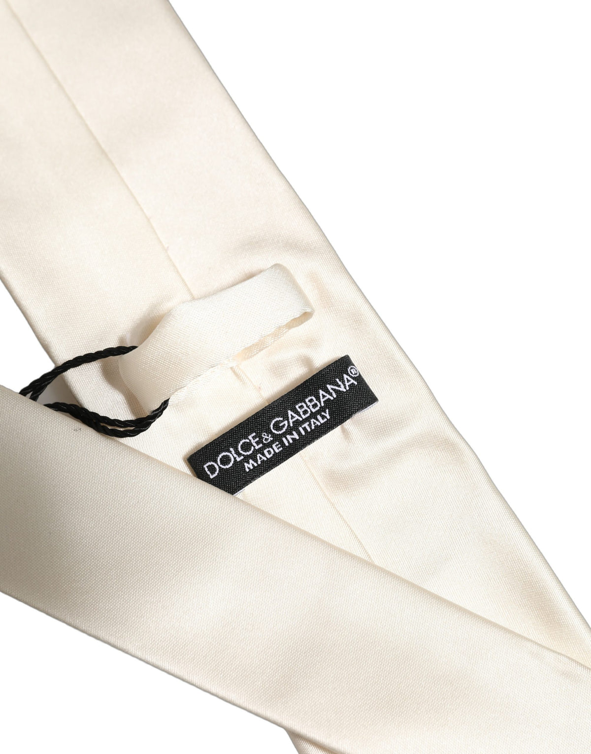 Cream Satin 100% Silk Adjustable Tied Men Necktie Tie