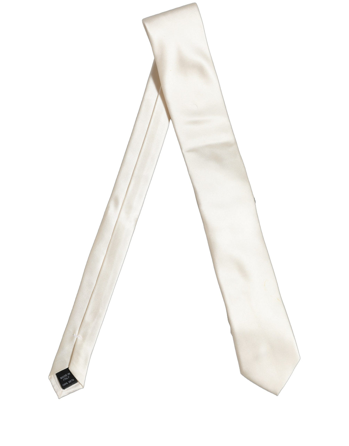 Cream Satin 100% Silk Adjustable Tied Men Necktie Tie