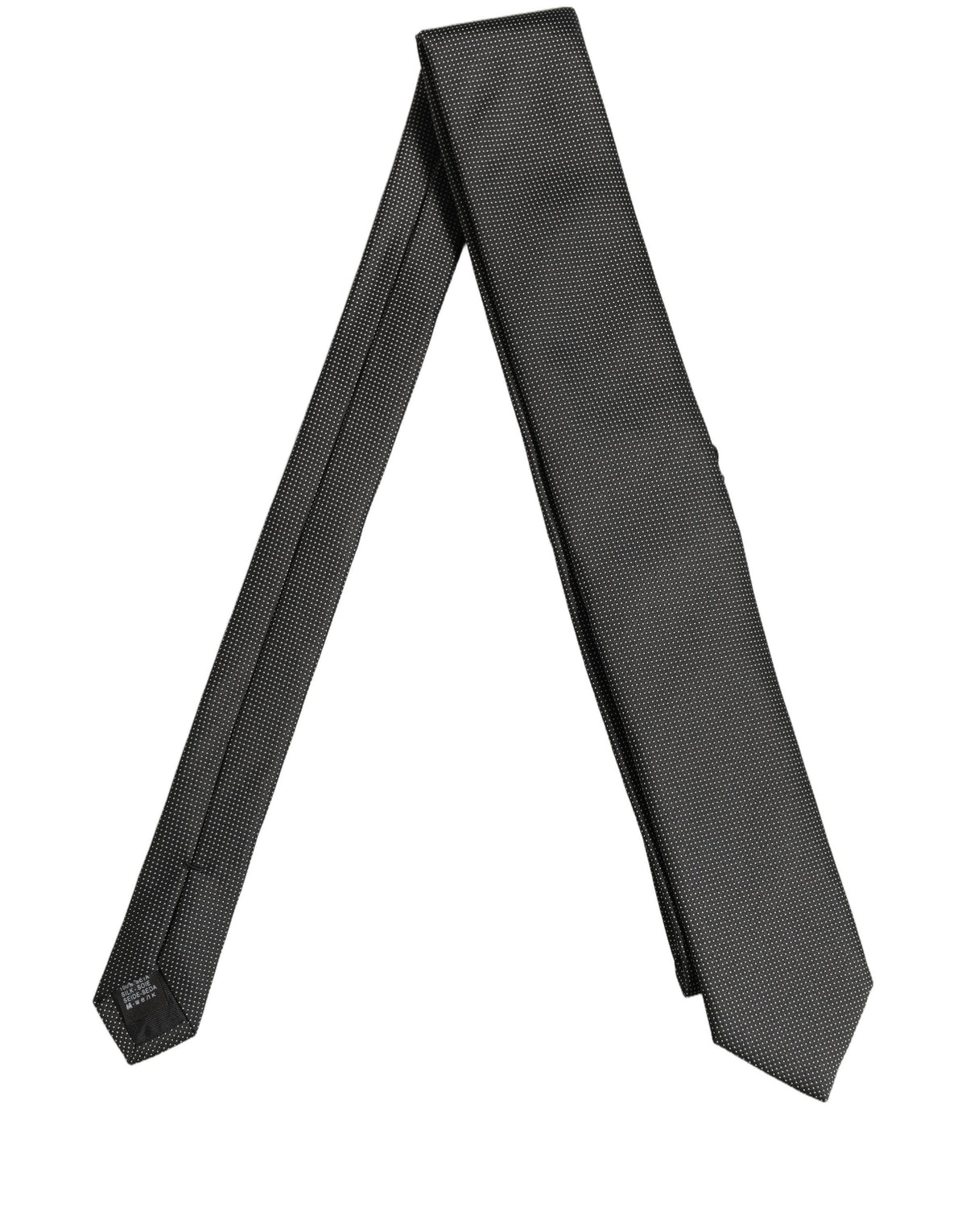 Black Silk Micro Polka Dot Adjustable Tied Necktie Tie