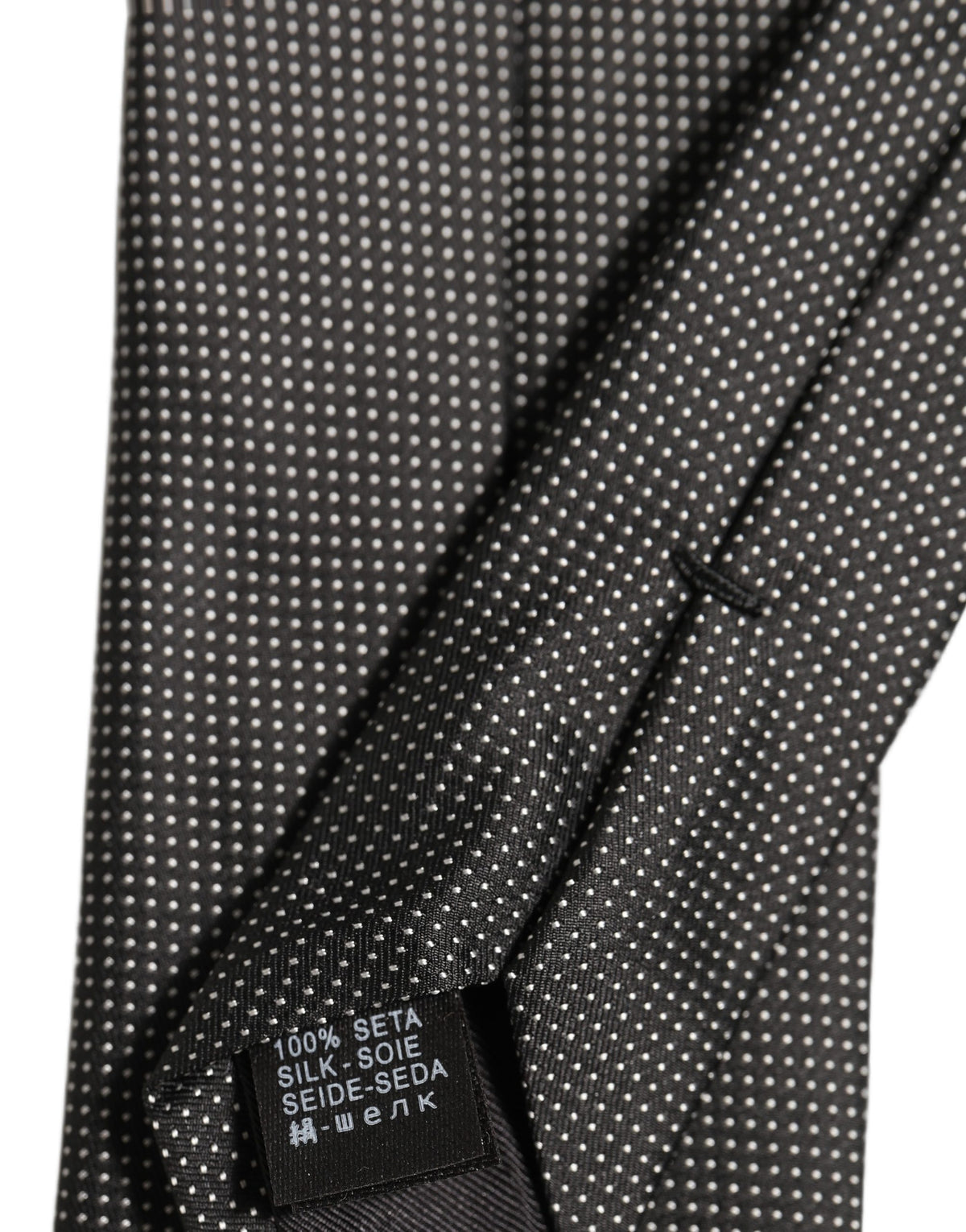 Black Silk Micro Polka Dot Adjustable Tied Necktie Tie