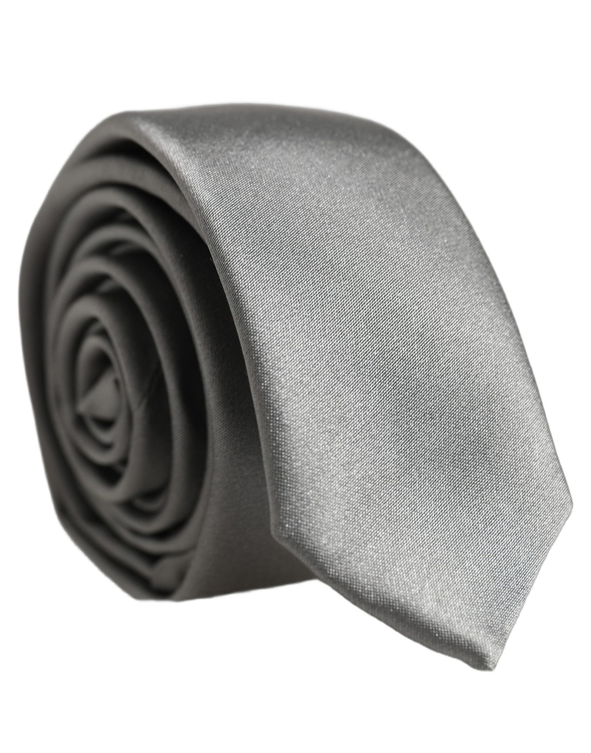 Gray Satin 100% Silk Adjustable Tied Men Necktie Tie