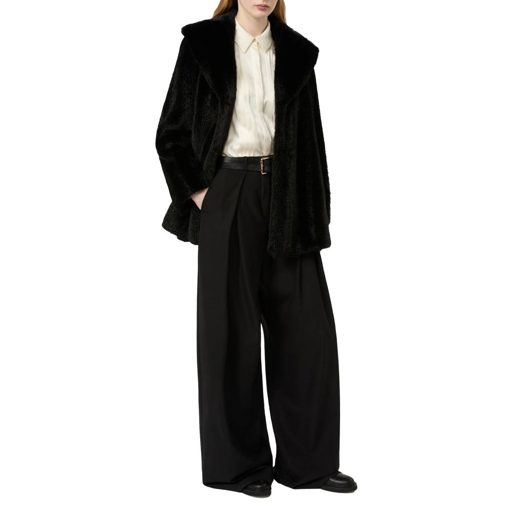 Black Elastane Casual Pants