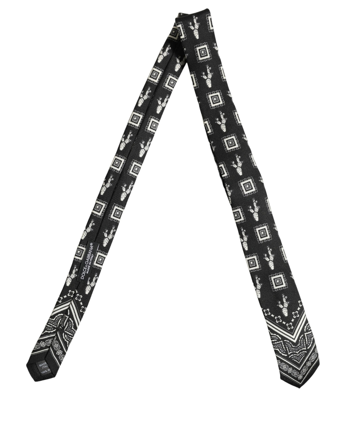 Black Patterned 100%Silk Adjustable Necktie Accessory Tie