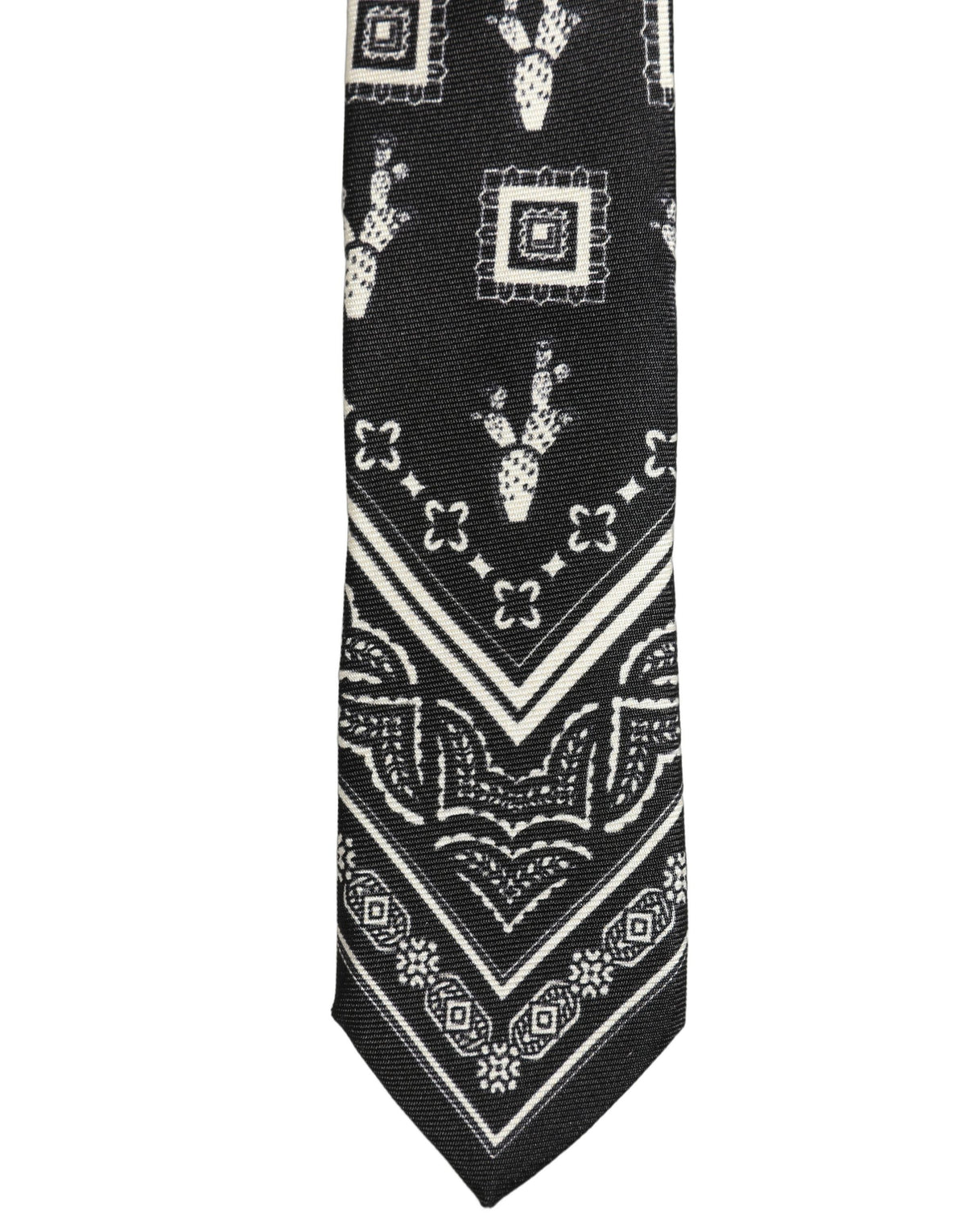 Black Patterned 100%Silk Adjustable Necktie Accessory Tie