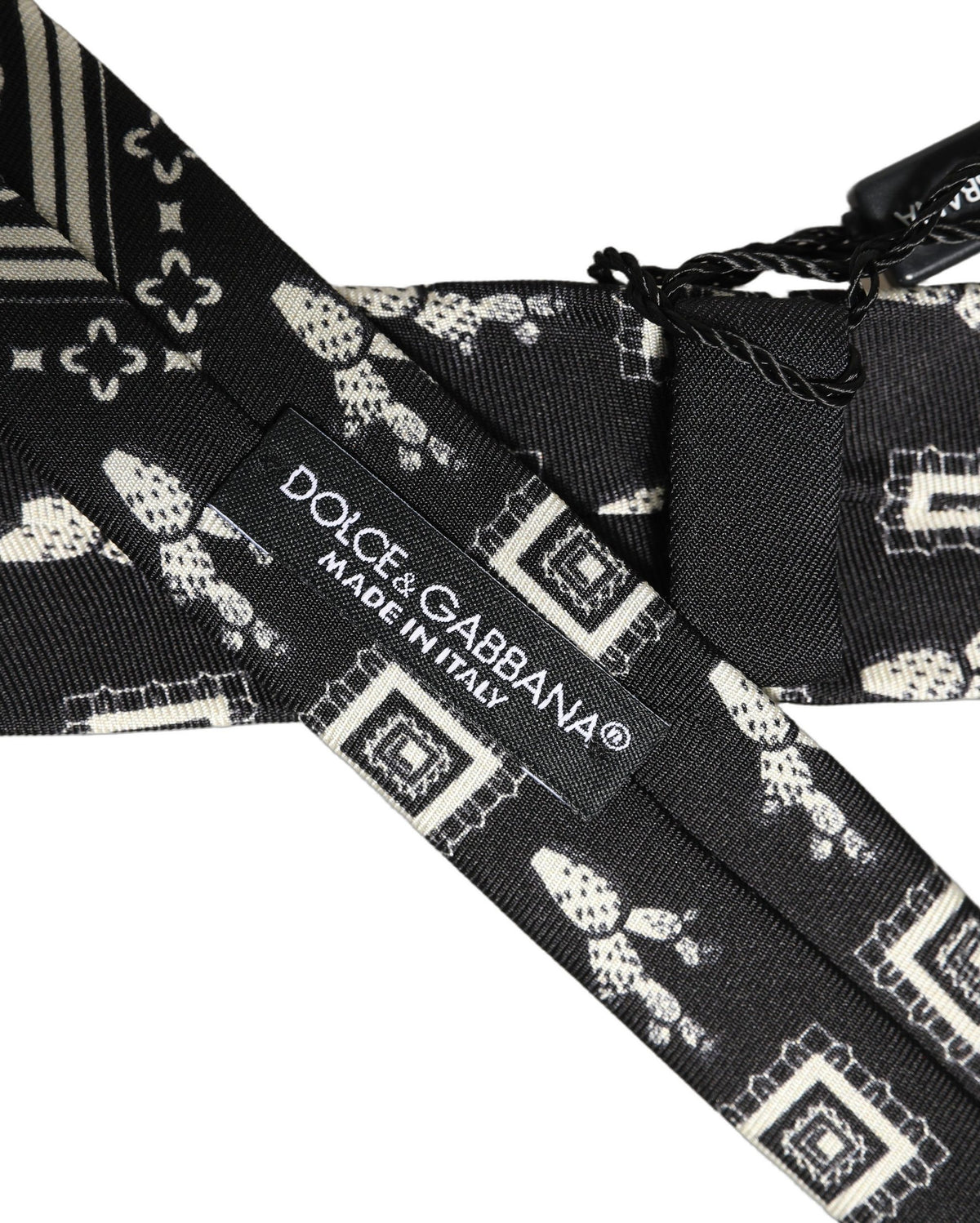 Black Patterned 100%Silk Adjustable Necktie Accessory Tie