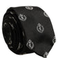 Black Crest Emblem Silk Adjustable Necktie Accessory Tie