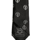 Black Crest Emblem Silk Adjustable Necktie Accessory Tie