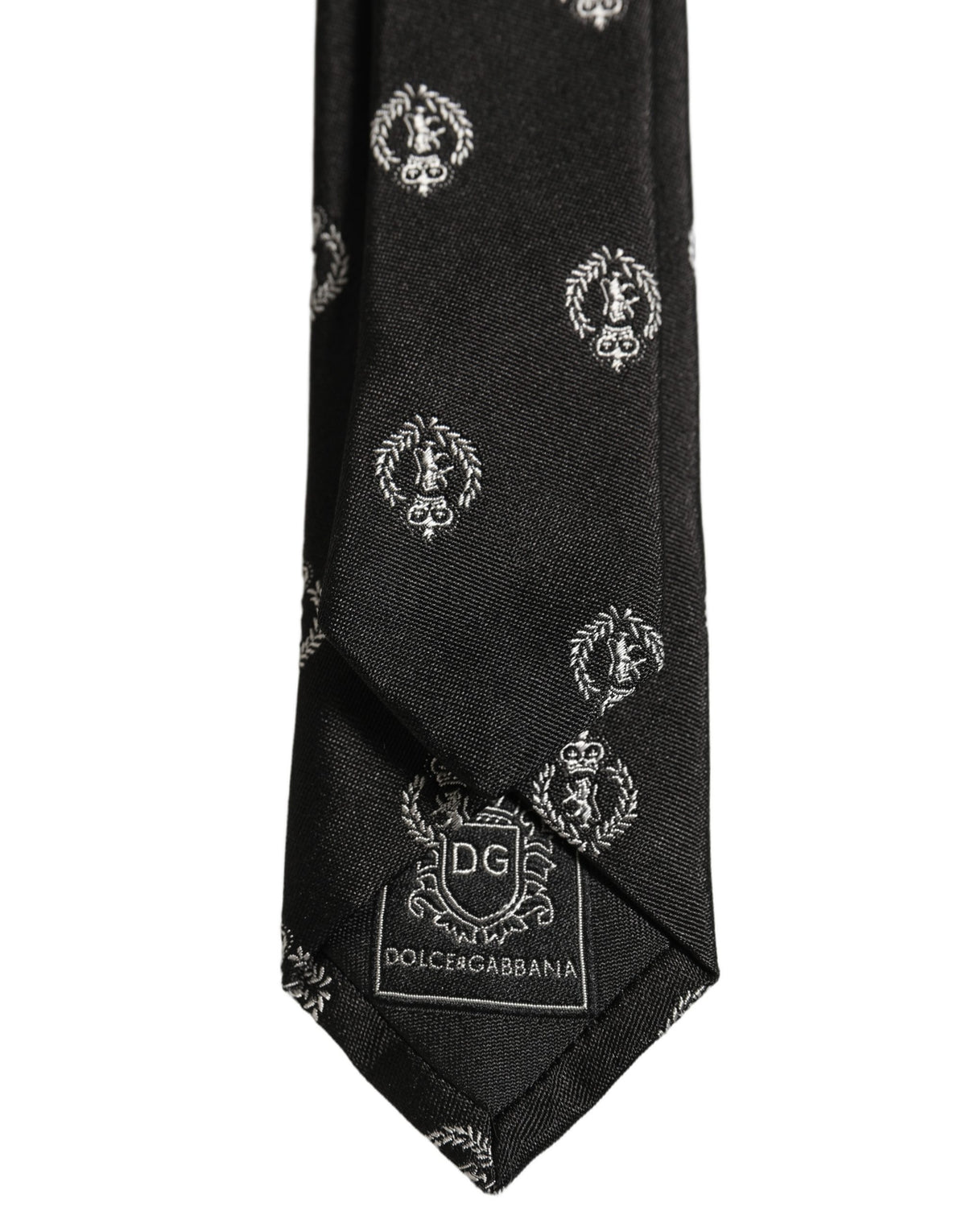 Black Crest Emblem Silk Adjustable Necktie Accessory Tie