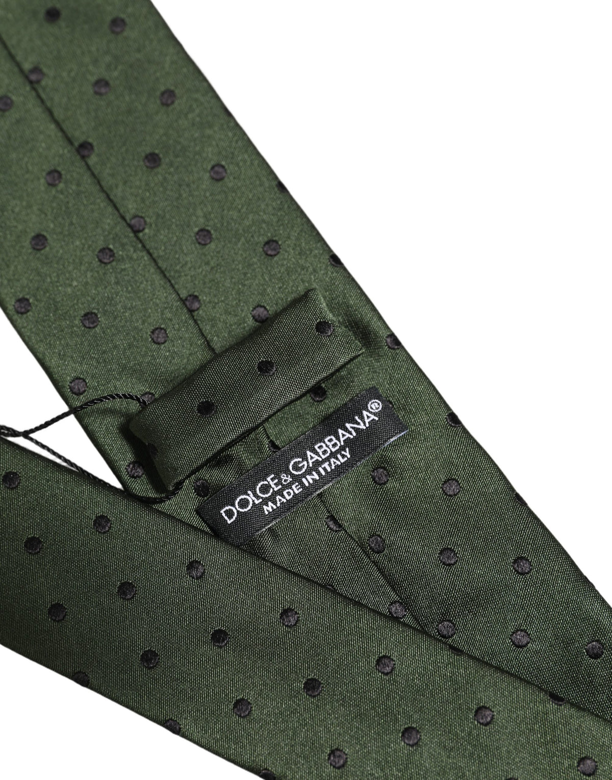 Men Dark Green Silk Polka Dot Adjustable Tied Necktie Tie