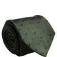 Men Dark Green Silk Polka Dot Adjustable Tied Necktie Tie