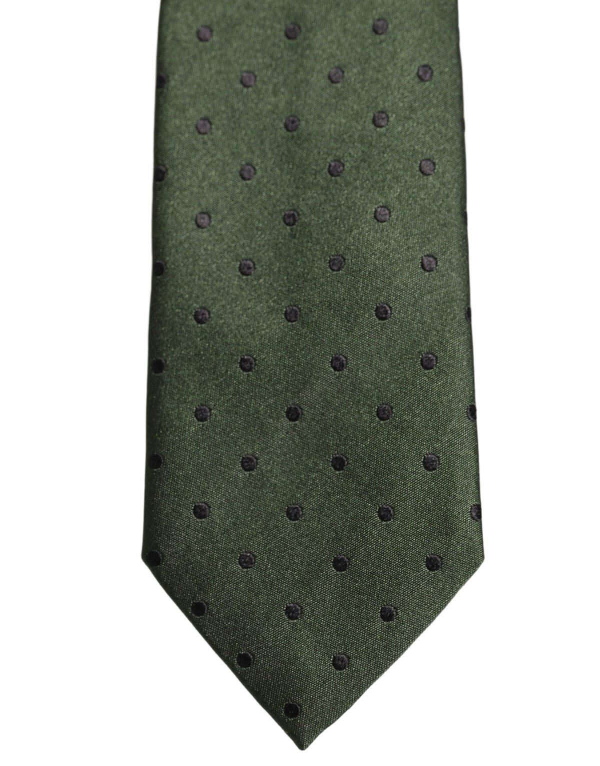Men Dark Green Silk Polka Dot Adjustable Tied Necktie Tie