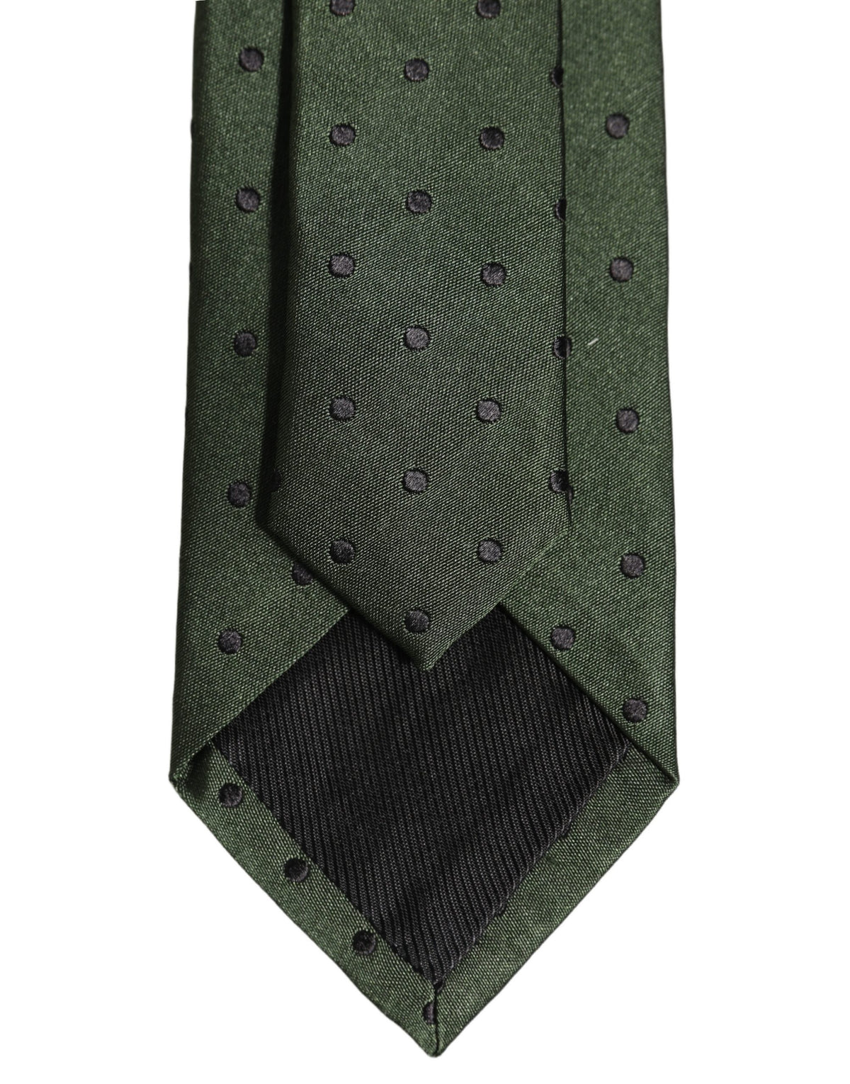 Men Dark Green Silk Polka Dot Adjustable Tied Necktie Tie