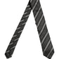 Black Gray Stripes Silk Adjustable Necktie Accessory Tie