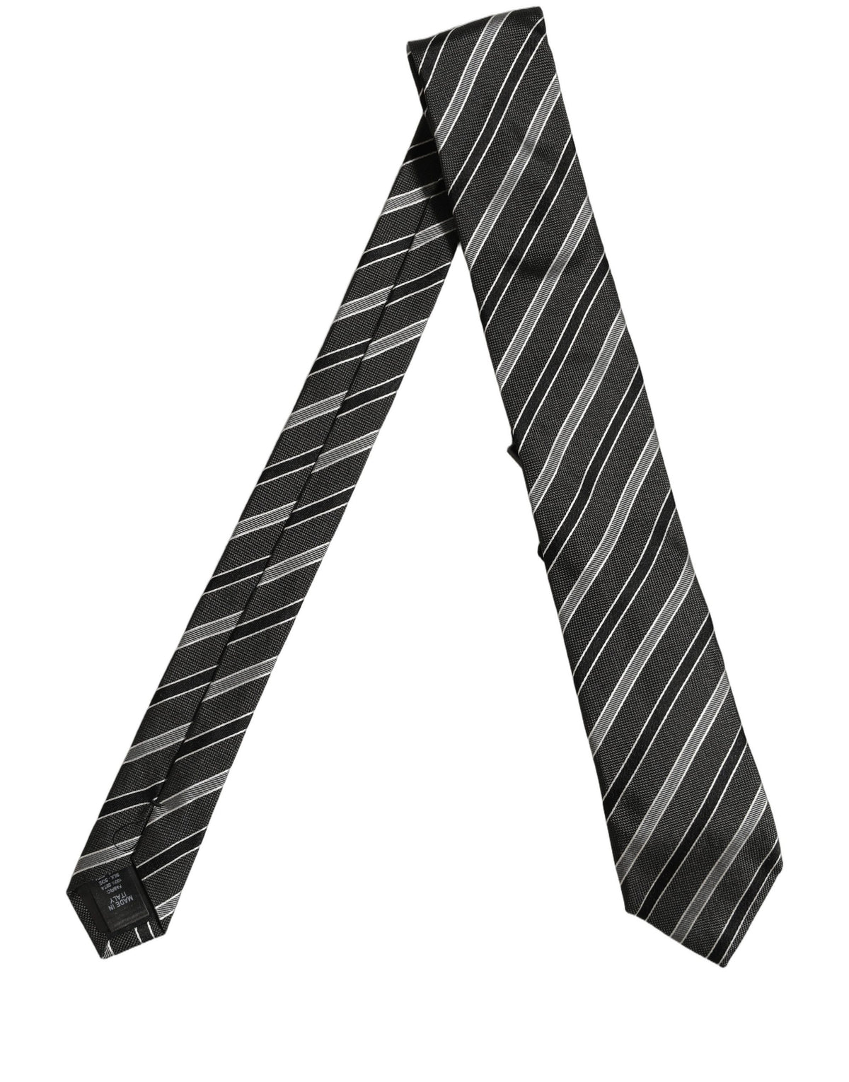 Black Gray Stripes Silk Adjustable Necktie Accessory Tie