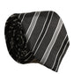 Black Gray Stripes Silk Adjustable Necktie Accessory Tie