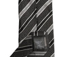 Black Gray Stripes Silk Adjustable Necktie Accessory Tie