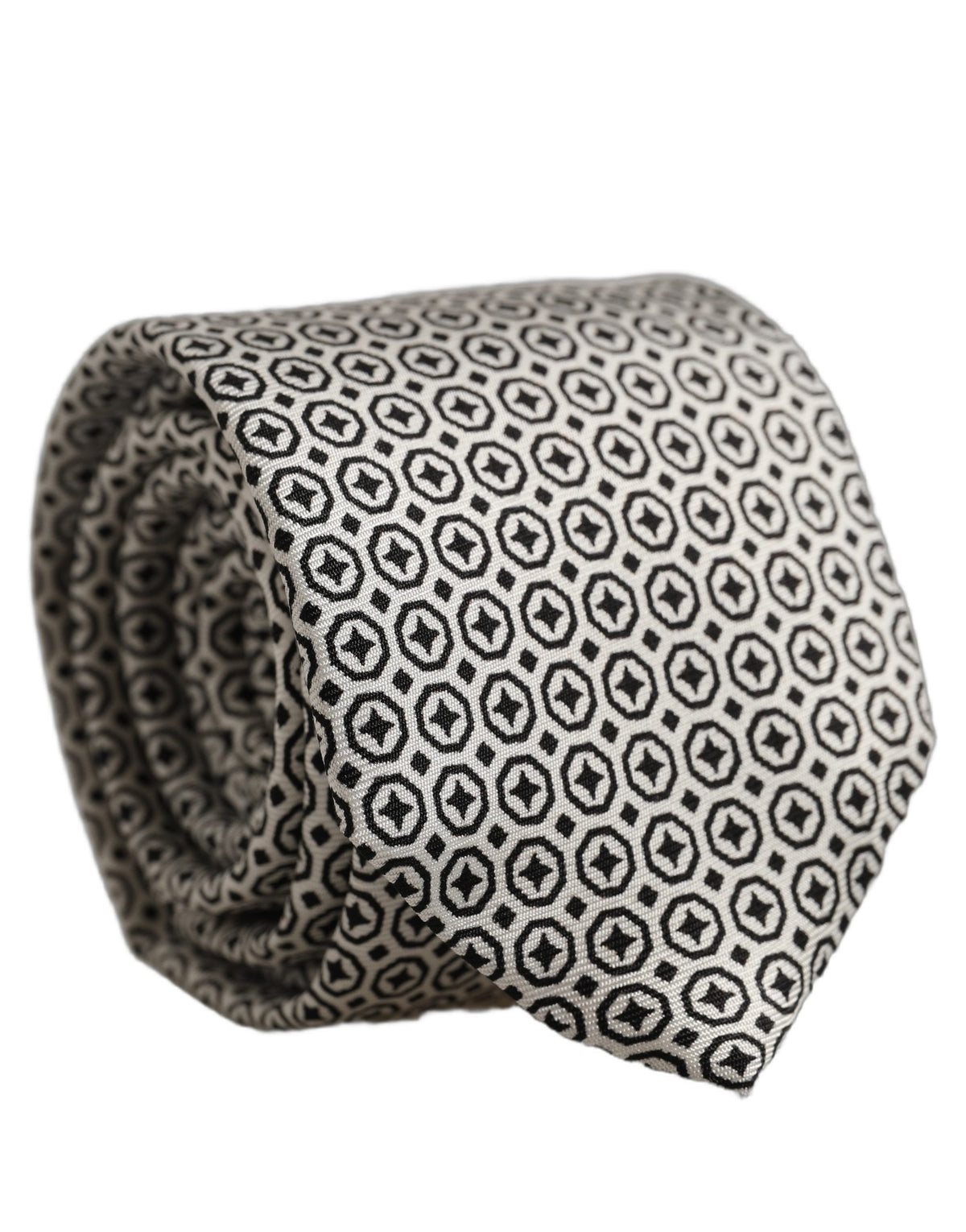 Black White Geometric Adjustable Necktie Accessory Tie