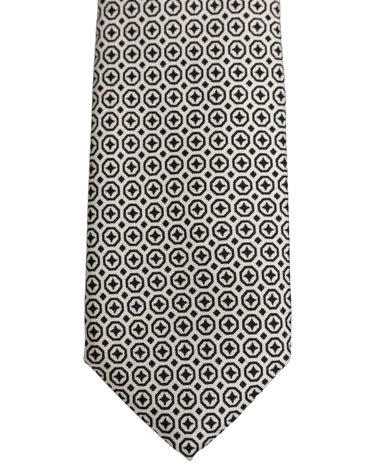 Black White Geometric Adjustable Necktie Accessory Tie
