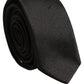 Black Satin Textured Adjustable Necktie Men Accessory Tie