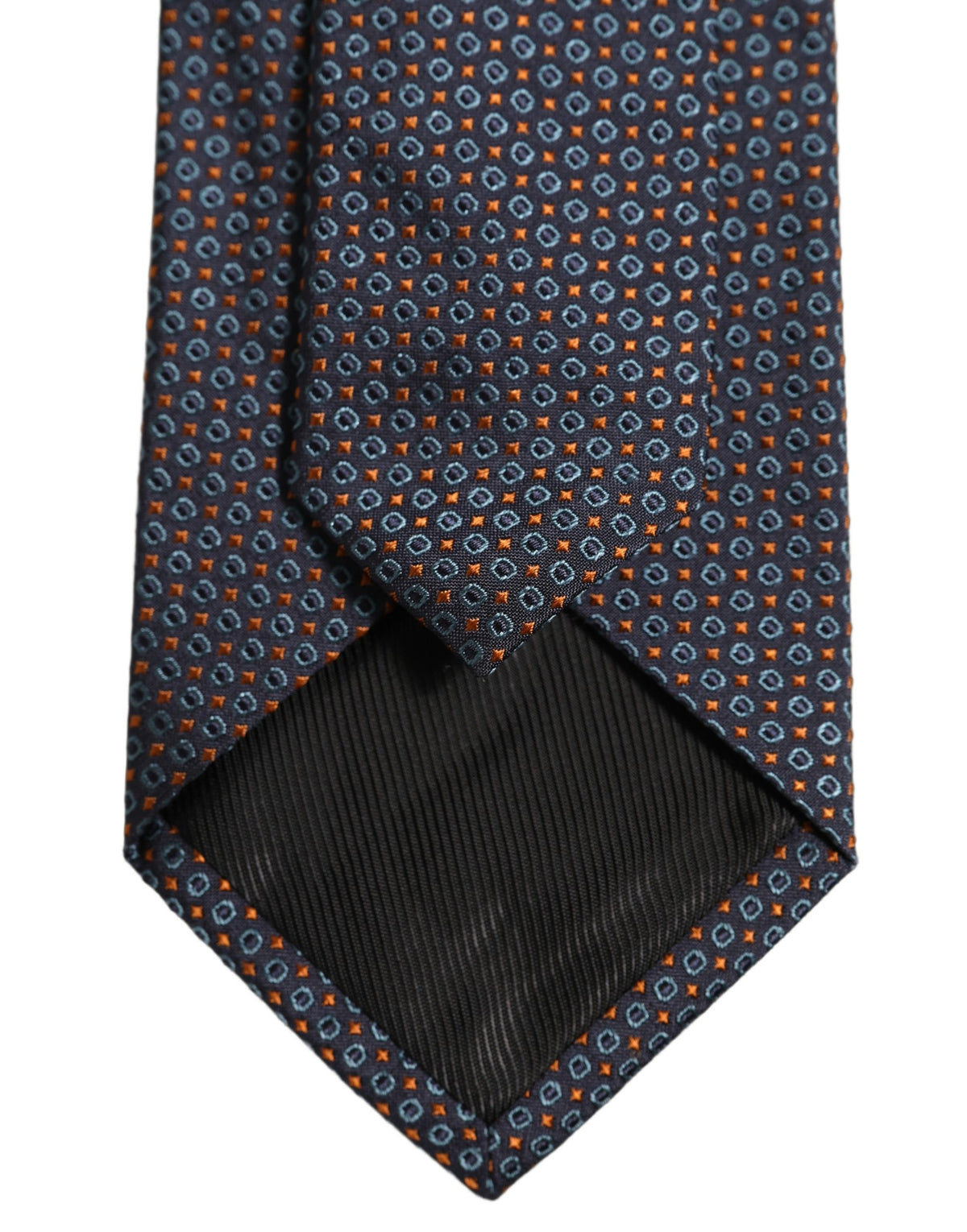 Dark Blue Geometric Silk Adjustable Necktie Accessory Tie