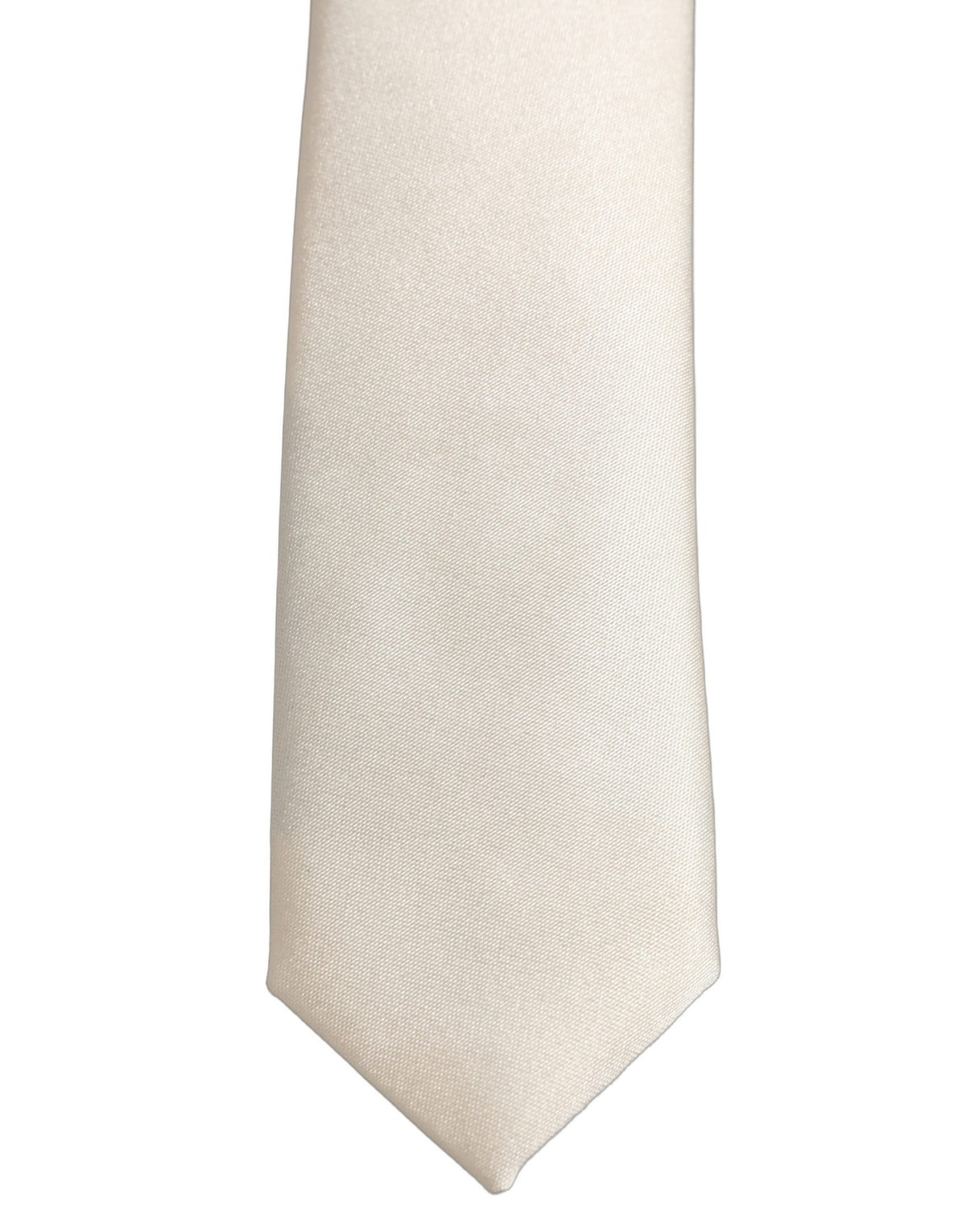 Cream Satin 100% Silk Adjustable Tied Men Necktie Tie