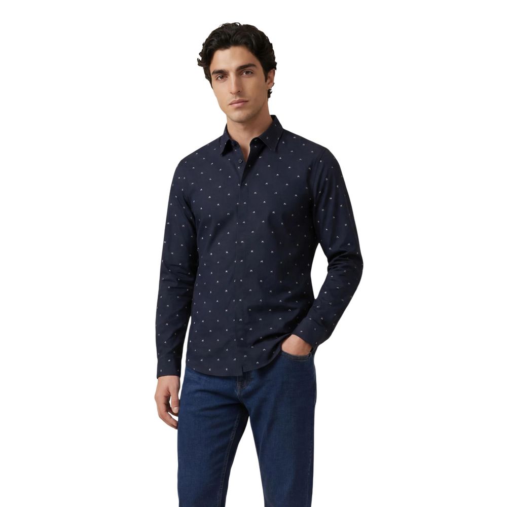 Blue Cotton Pattern Shirt