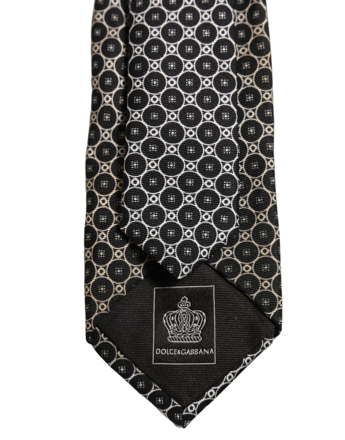 Black White Geometric Silk Adjustable Necktie Accessory Tie