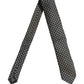 Black White Geometric Silk Adjustable Necktie Accessory Tie