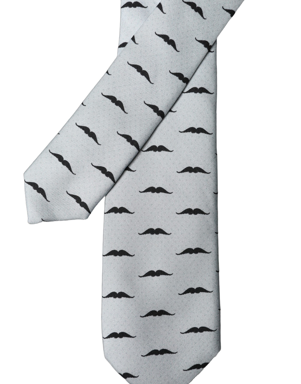 Light Gray Mustache Silk Adjustable Necktie Accessory