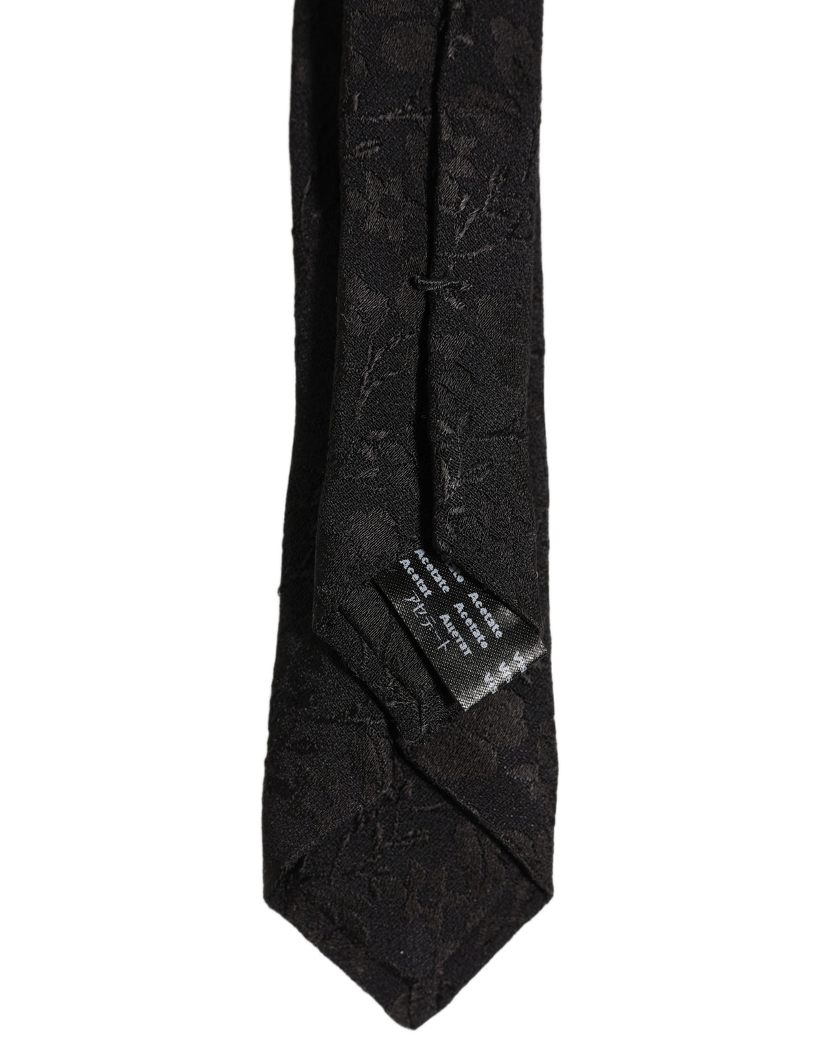 Black Floral Brocade Silk Adjustable Necktie Accessory Tie