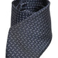 Dark Blue Silk Geometric Adjustable Tied Necktie Tie
