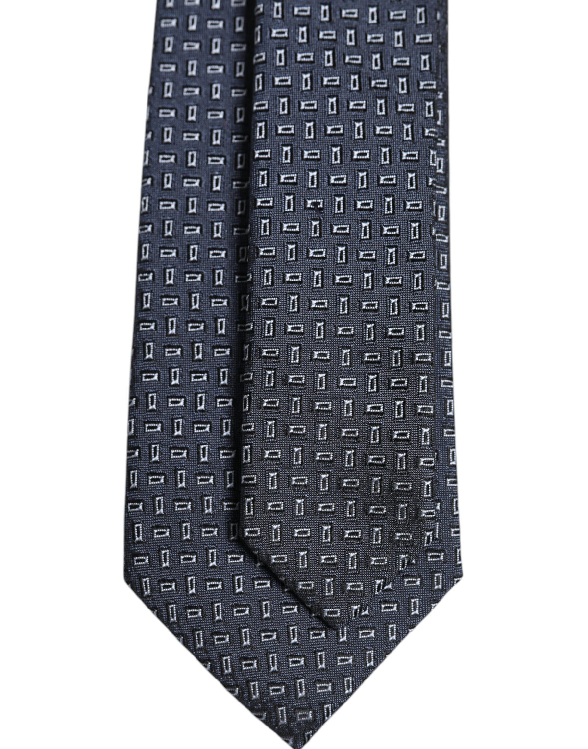 Dark Blue Silk Geometric Adjustable Tied Necktie Tie