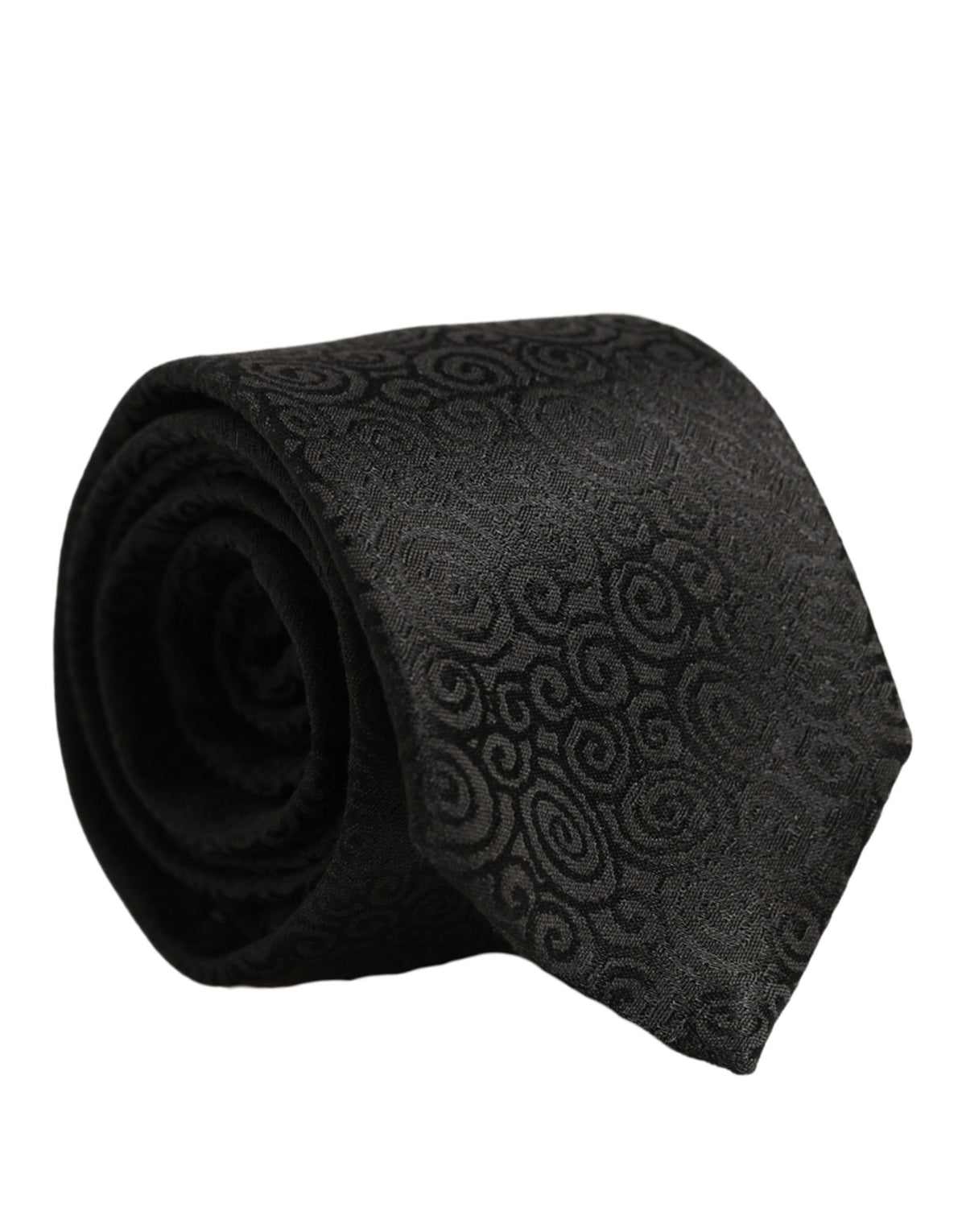 Black Swirl Pattern Silk Adjustable Necktie Accessory Tie