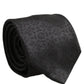 Black Jacquard Silk Adjustable Necktie Men Accessory Tie