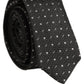 Dark Gray Polka Dot Silk Adjustable Necktie Accessory Tie