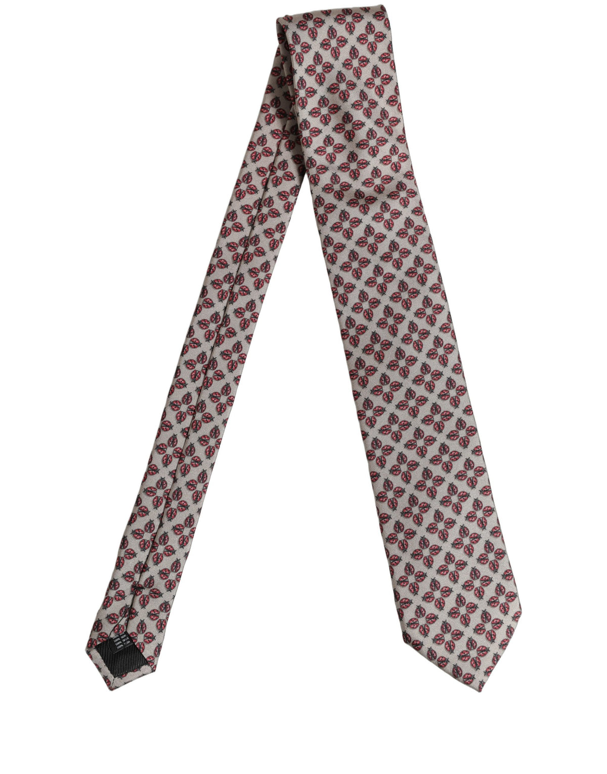 Beige Lady Bug Silk Adjustable Necktie Men Accessory Tie